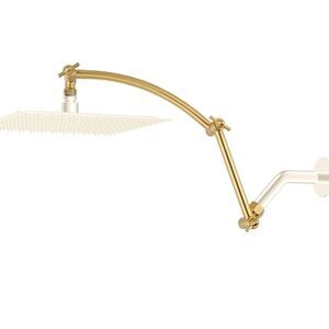 Hibbent Shower Head Extension Arm,16" Solid Brass Adjustable, Brushed Brass. NIB